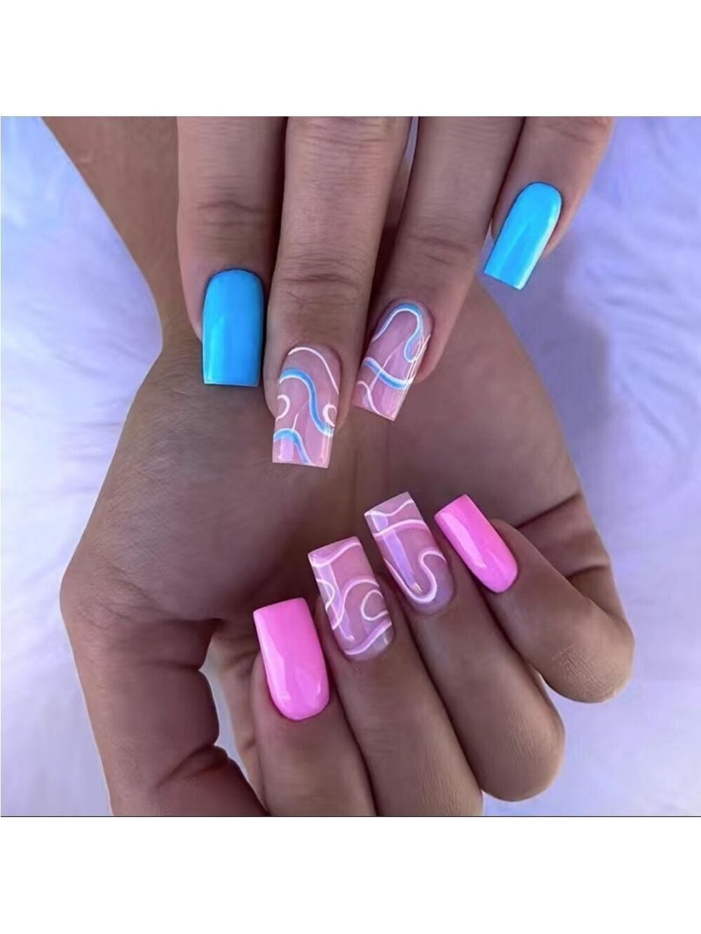 Barbie Swirl - Nail Junkie - full artificial nail set